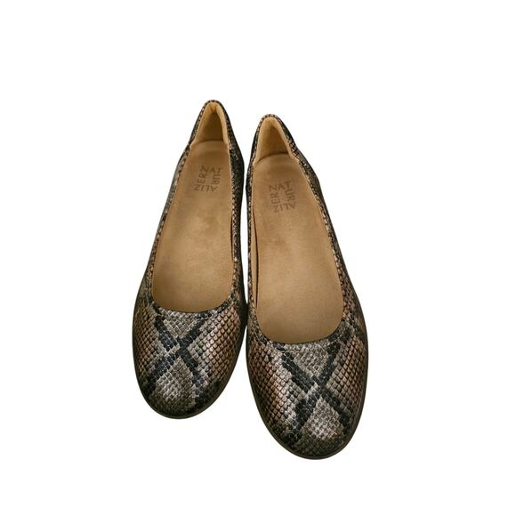 Naturalizer Flexy Ballet Flat snake print sz 9 wide brown metallic shoes new - Picture 3 of 7